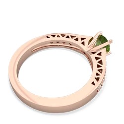 Peridot Art Deco Engagement 5Mm Round 14K Rose Gold ring R26355RD