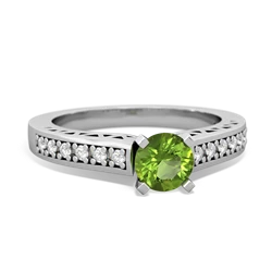 Peridot Art Deco Engagement 5Mm Round 14K White Gold ring R26355RD