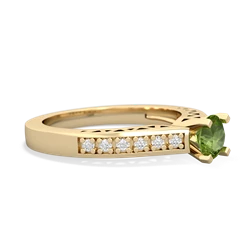 Peridot Art Deco Engagement 5Mm Round 14K Yellow Gold ring R26355RD