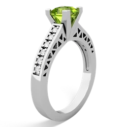 Peridot Art Deco Engagement 5Mm Square 14K White Gold ring R26355SQ