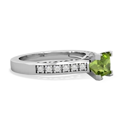 Peridot Art Deco Engagement 5Mm Square 14K White Gold ring R26355SQ