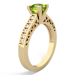 Peridot Art Deco Engagement 5Mm Square 14K Yellow Gold ring R26355SQ