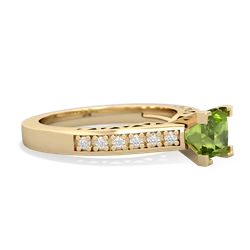 Peridot Art Deco Engagement 5Mm Square 14K Yellow Gold ring R26355SQ