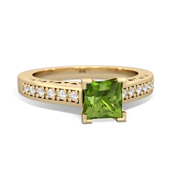 Peridot Art Deco Engagement 5Mm Square 14K Yellow Gold ring R26355SQ