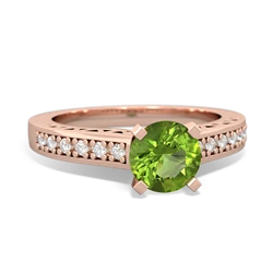 Peridot Art Deco Engagement 6Mm Round 14K Rose Gold ring R26356RD