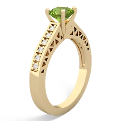 Peridot Art Deco Engagement 6Mm Round 14K Yellow Gold ring R26356RD