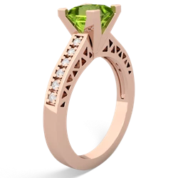 Peridot Art Deco Engagement 6Mm Princess 14K Rose Gold ring R26356SQ