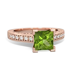 Peridot Art Deco Engagement 6Mm Princess 14K Rose Gold ring R26356SQ