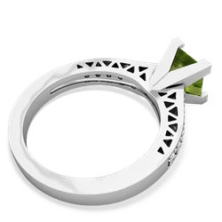 Peridot Art Deco Engagement 6Mm Princess 14K White Gold ring R26356SQ