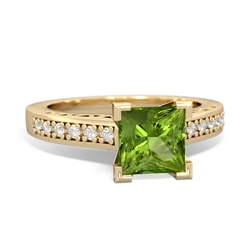 Peridot Art Deco Engagement 6Mm Princess 14K Yellow Gold ring R26356SQ