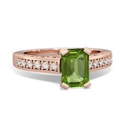 Peridot Art Deco Engagement 7X5mm Emerald-Cut 14K Rose Gold ring R26357EM