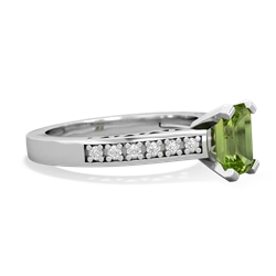 Peridot Art Deco Engagement 7X5mm Emerald-Cut 14K White Gold ring R26357EM