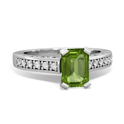 Peridot Art Deco Engagement 7X5mm Emerald-Cut 14K White Gold ring R26357EM