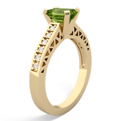 Peridot Art Deco Engagement 7X5mm Emerald-Cut 14K Yellow Gold ring R26357EM