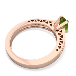 Peridot Art Deco Engagement 7X5mm Oval 14K Rose Gold ring R26357VL