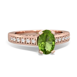 Peridot Art Deco Engagement 7X5mm Oval 14K Rose Gold ring R26357VL