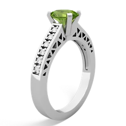 Peridot Art Deco Engagement 7X5mm Oval 14K White Gold ring R26357VL