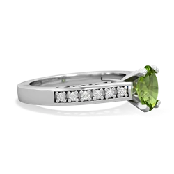 Peridot Art Deco Engagement 7X5mm Oval 14K White Gold ring R26357VL