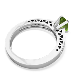 Peridot Art Deco Engagement 7X5mm Oval 14K White Gold ring R26357VL