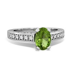 Peridot Art Deco Engagement 7X5mm Oval 14K White Gold ring R26357VL