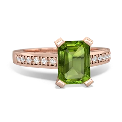 Peridot Art Deco Engagement 8X6mm Emerald-Cut 14K Rose Gold ring R26358EM