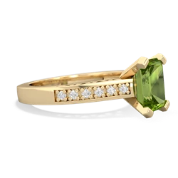 Peridot Art Deco Engagement 8X6mm Emerald-Cut 14K Yellow Gold ring R26358EM