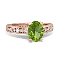 Peridot Art Deco Engagement 8X6mm Oval 14K Rose Gold ring R26358VL