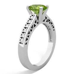 Peridot Art Deco Engagement 8X6mm Oval 14K White Gold ring R26358VL