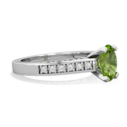 Peridot Art Deco Engagement 8X6mm Oval 14K White Gold ring R26358VL