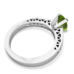 Peridot Art Deco Engagement 8X6mm Oval 14K White Gold ring R26358VL