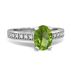 Peridot Art Deco Engagement 8X6mm Oval 14K White Gold ring R26358VL