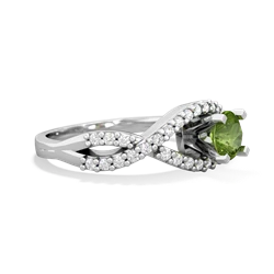 Peridot Diamond Twist 5Mm Round Engagment  14K White Gold ring R26405RD