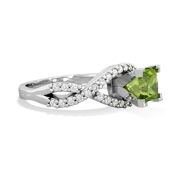 Peridot Diamond Twist 5Mm Square Engagment  14K White Gold ring R26405SQ