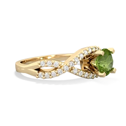 Peridot Diamond Twist 6Mm Round Engagment  14K Yellow Gold ring R26406RD
