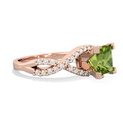 Peridot Diamond Twist 6Mm Princess Engagment  14K Rose Gold ring R26406SQ