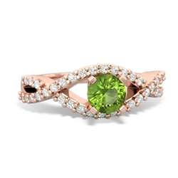 Peridot Diamond Twist 5Mm Round Engagment  14K Rose Gold ring R26405RD