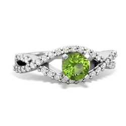 Peridot Diamond Twist 5Mm Round Engagment  14K White Gold ring R26405RD