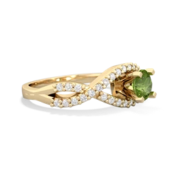 Peridot Diamond Twist 5Mm Round Engagment  14K Yellow Gold ring R26405RD