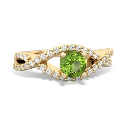 Peridot Diamond Twist 5Mm Round Engagment  14K Yellow Gold ring R26405RD