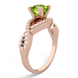 Peridot Diamond Twist 5Mm Square Engagment  14K Rose Gold ring R26405SQ