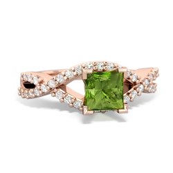 Peridot Diamond Twist 5Mm Square Engagment  14K Rose Gold ring R26405SQ