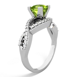 Peridot Diamond Twist 5Mm Square Engagment  14K White Gold ring R26405SQ