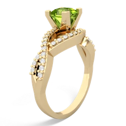 Peridot Diamond Twist 5Mm Square Engagment  14K Yellow Gold ring R26405SQ