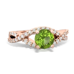 Peridot Diamond Twist 6Mm Round Engagment  14K Rose Gold ring R26406RD