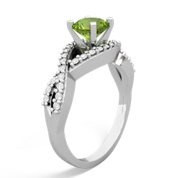 Peridot Diamond Twist 6Mm Round Engagment  14K White Gold ring R26406RD