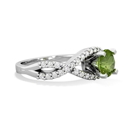 Peridot Diamond Twist 6Mm Round Engagment  14K White Gold ring R26406RD