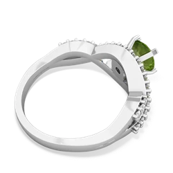 Peridot Diamond Twist 6Mm Round Engagment  14K White Gold ring R26406RD