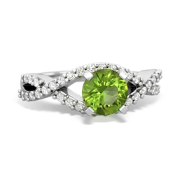 Peridot Diamond Twist 6Mm Round Engagment  14K White Gold ring R26406RD