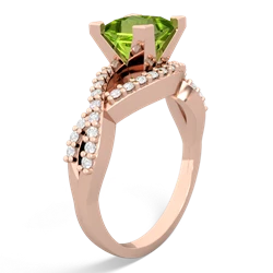 Peridot Diamond Twist 6Mm Princess Engagment  14K Rose Gold ring R26406SQ