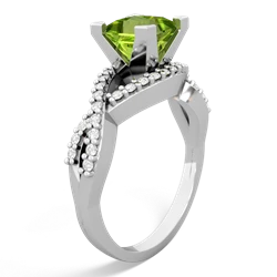 Peridot Diamond Twist 6Mm Princess Engagment  14K White Gold ring R26406SQ